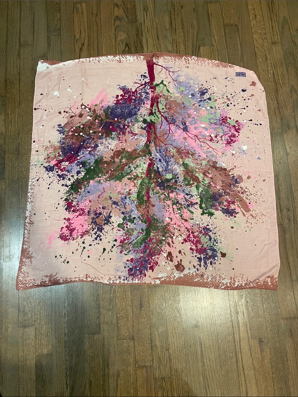 Artistic Pink Floral Splash Scarf